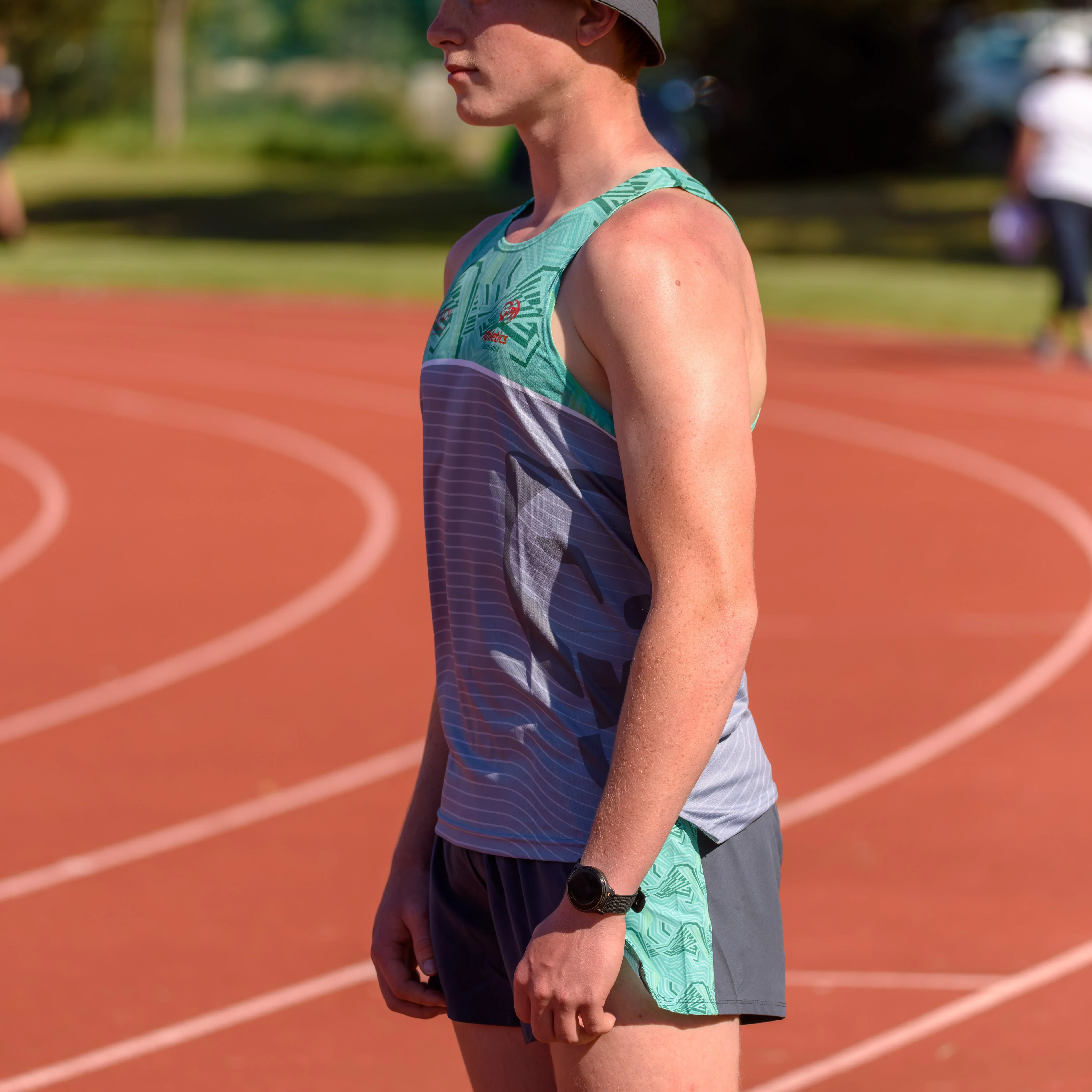 ATAS Mens Grey & Green Split Shorts - Image 2