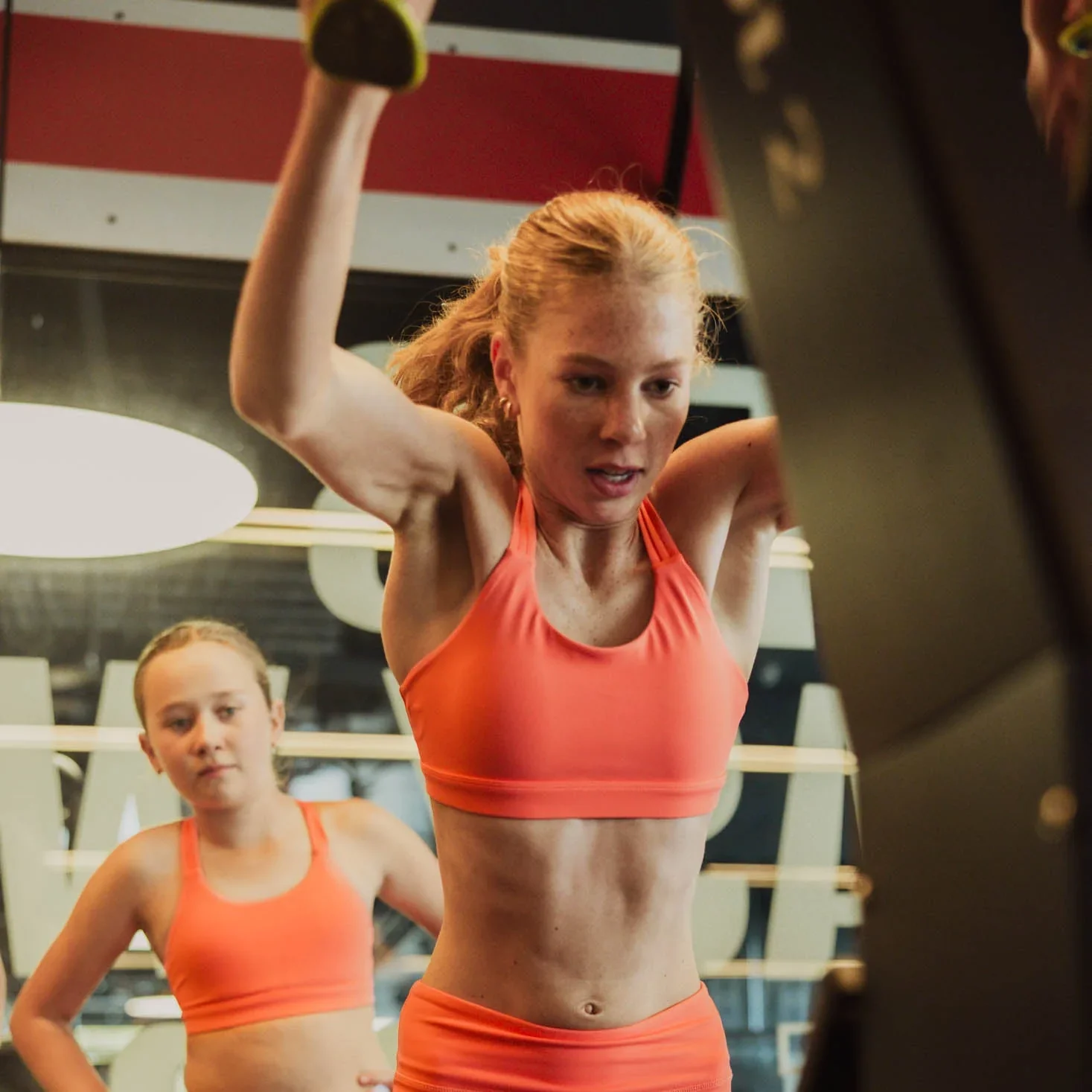 IMPI Running 6 Strap Bra Top - Neon Coral - Image 4
