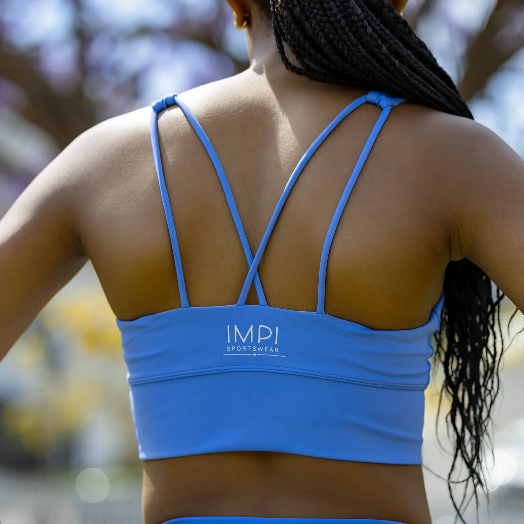 IMPI Longer Strappy Running Crop- Cornflower - Image 3