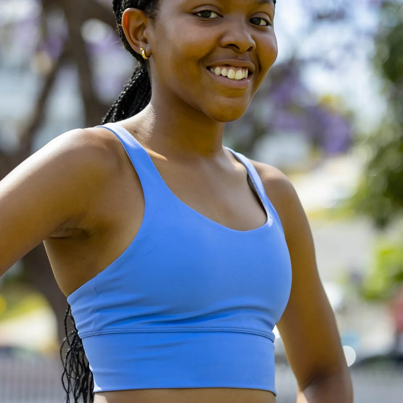 IMPI Longer Strappy Running Crop- Cornflower - Image 4