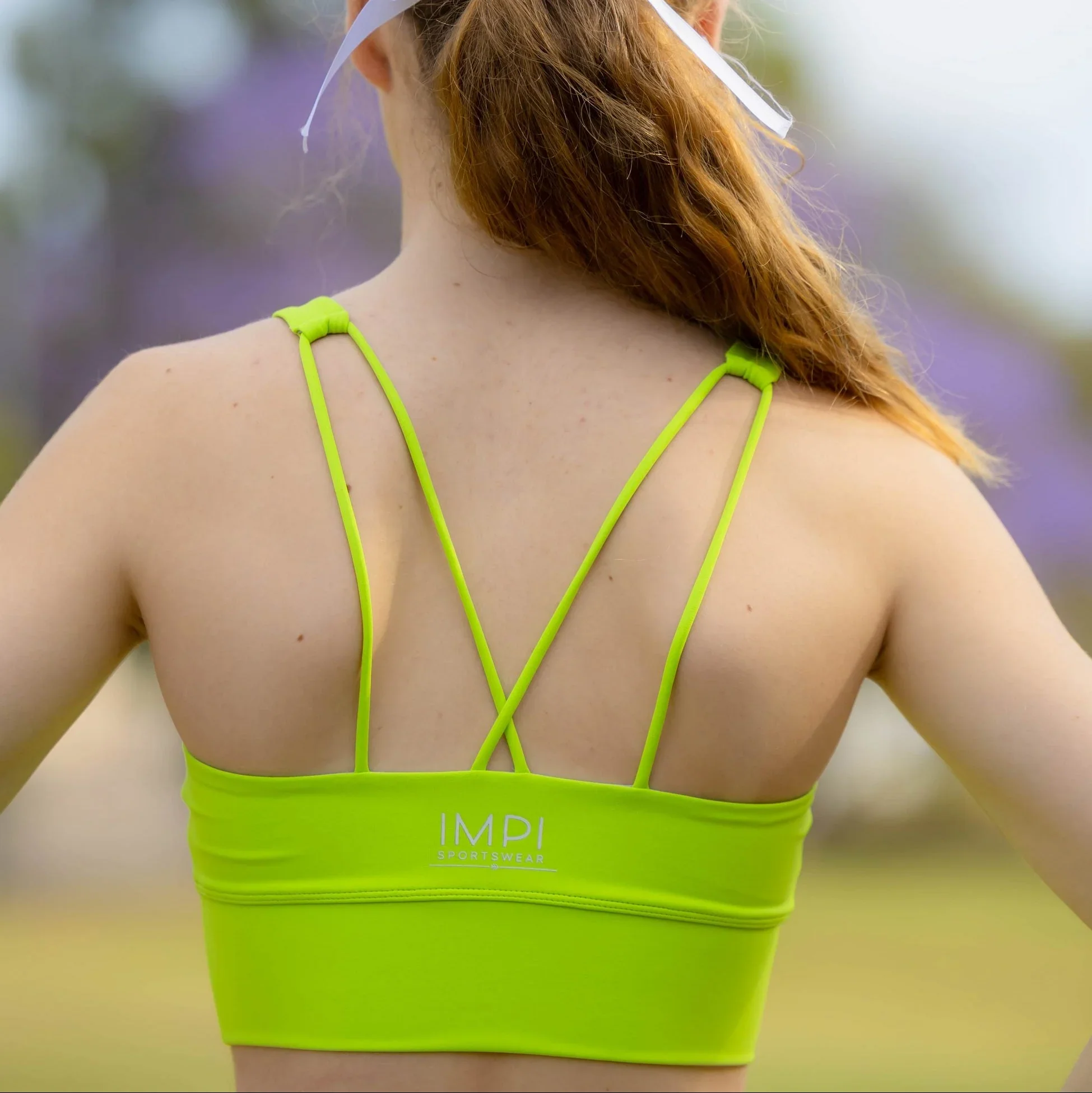 IMPI Longer Strappy Running Crop- Neon Green - Image 3