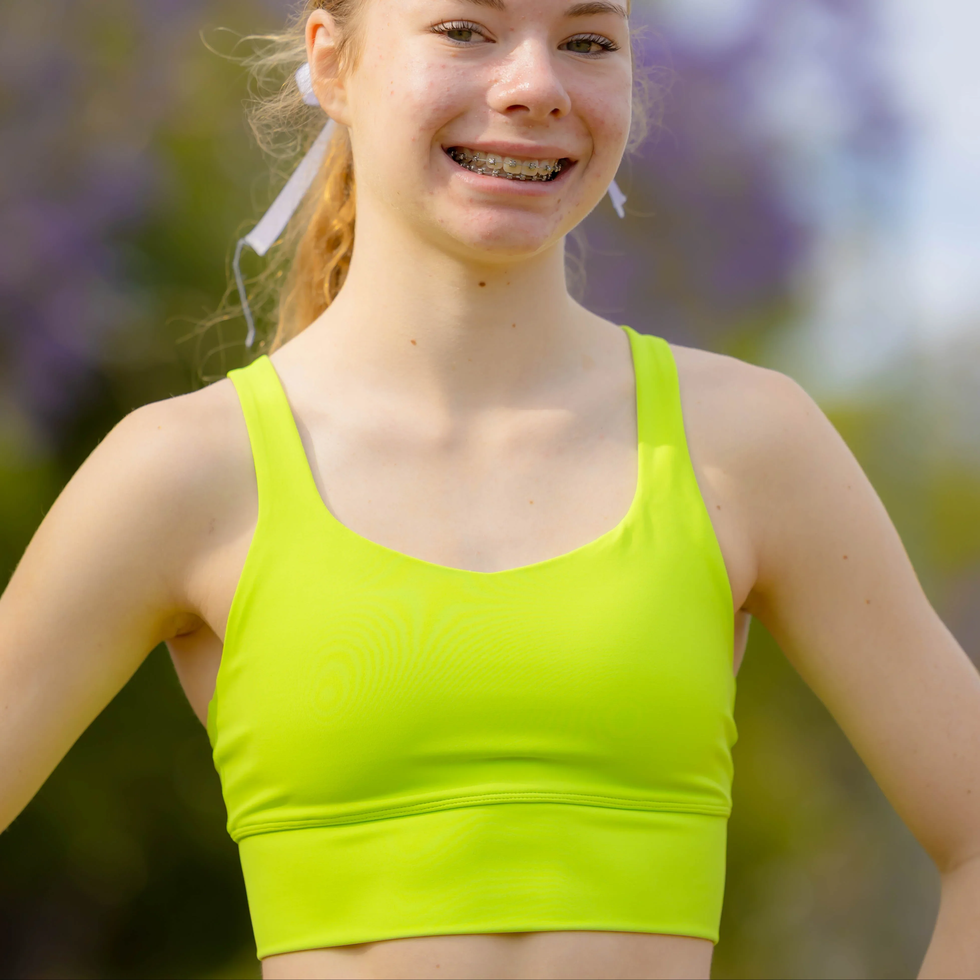 IMPI Longer Strappy Running Crop- Neon Green - Image 5