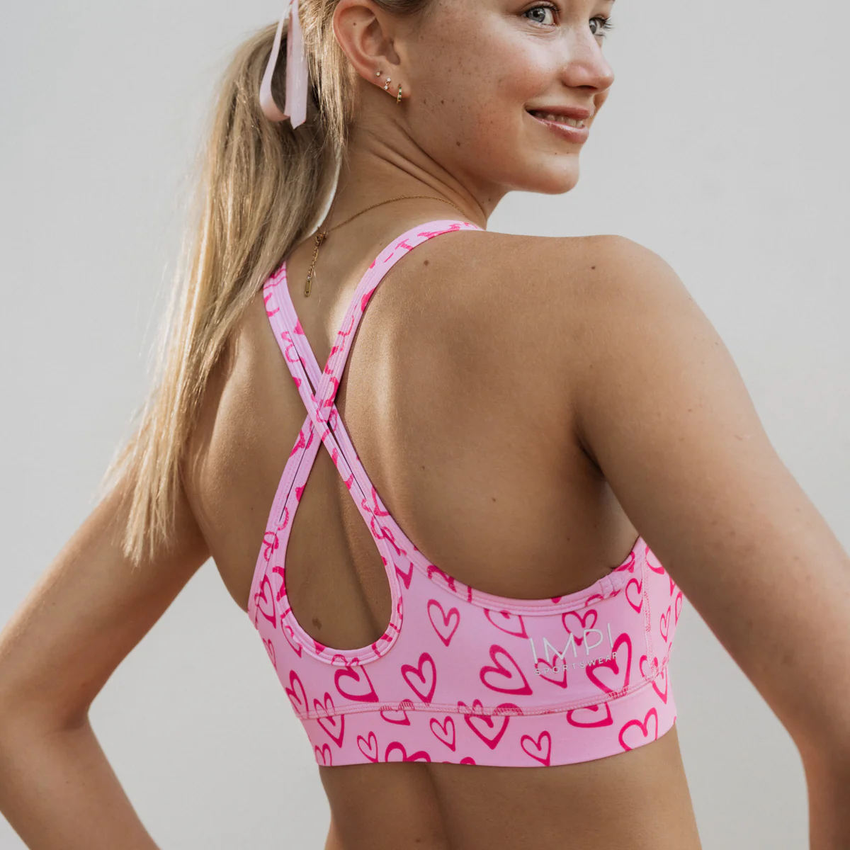 IMPI Running Loop Bra Top - Pink Hearts - Image 4