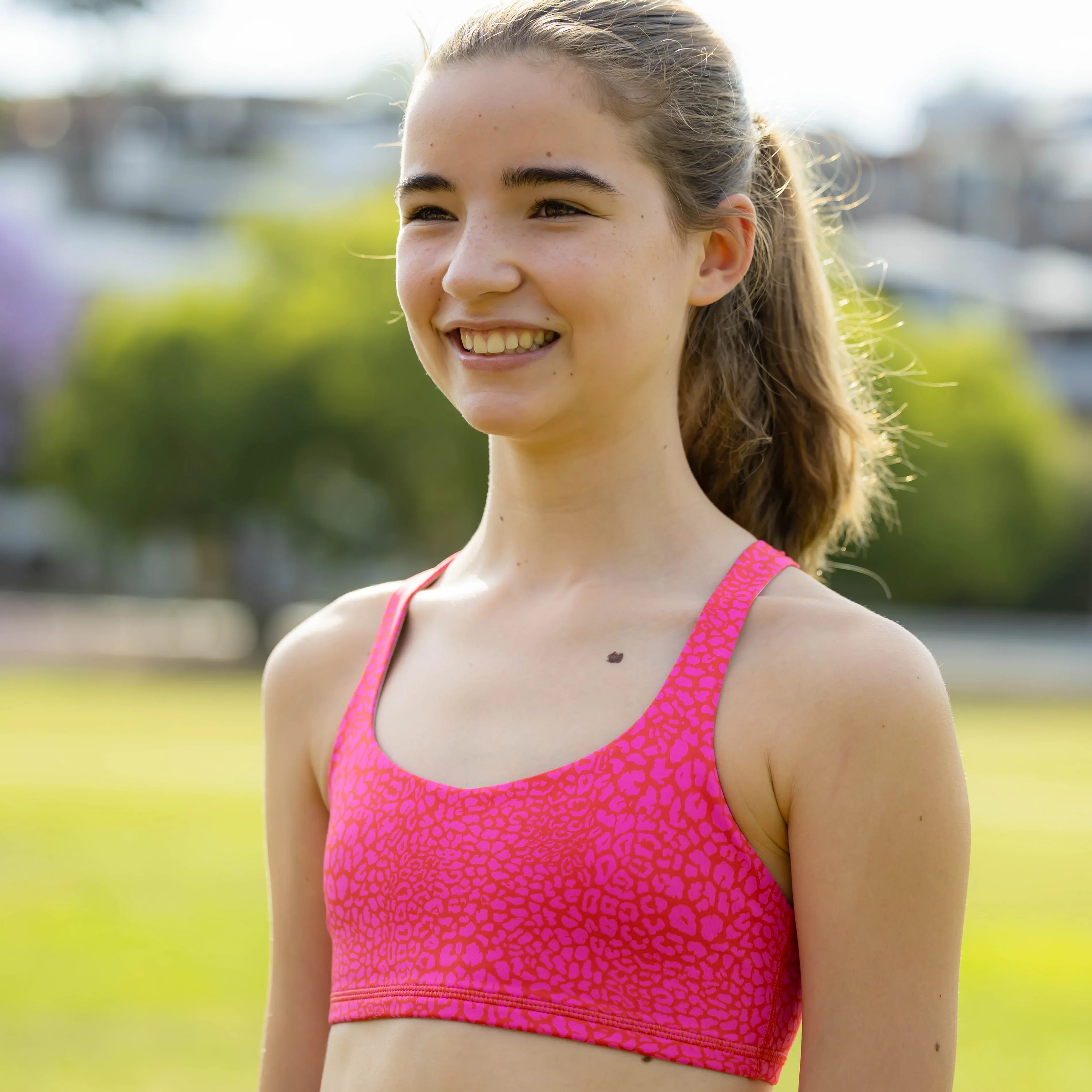 IMPI Strappy Girls Crop Top - Neon Leopard - Image 5