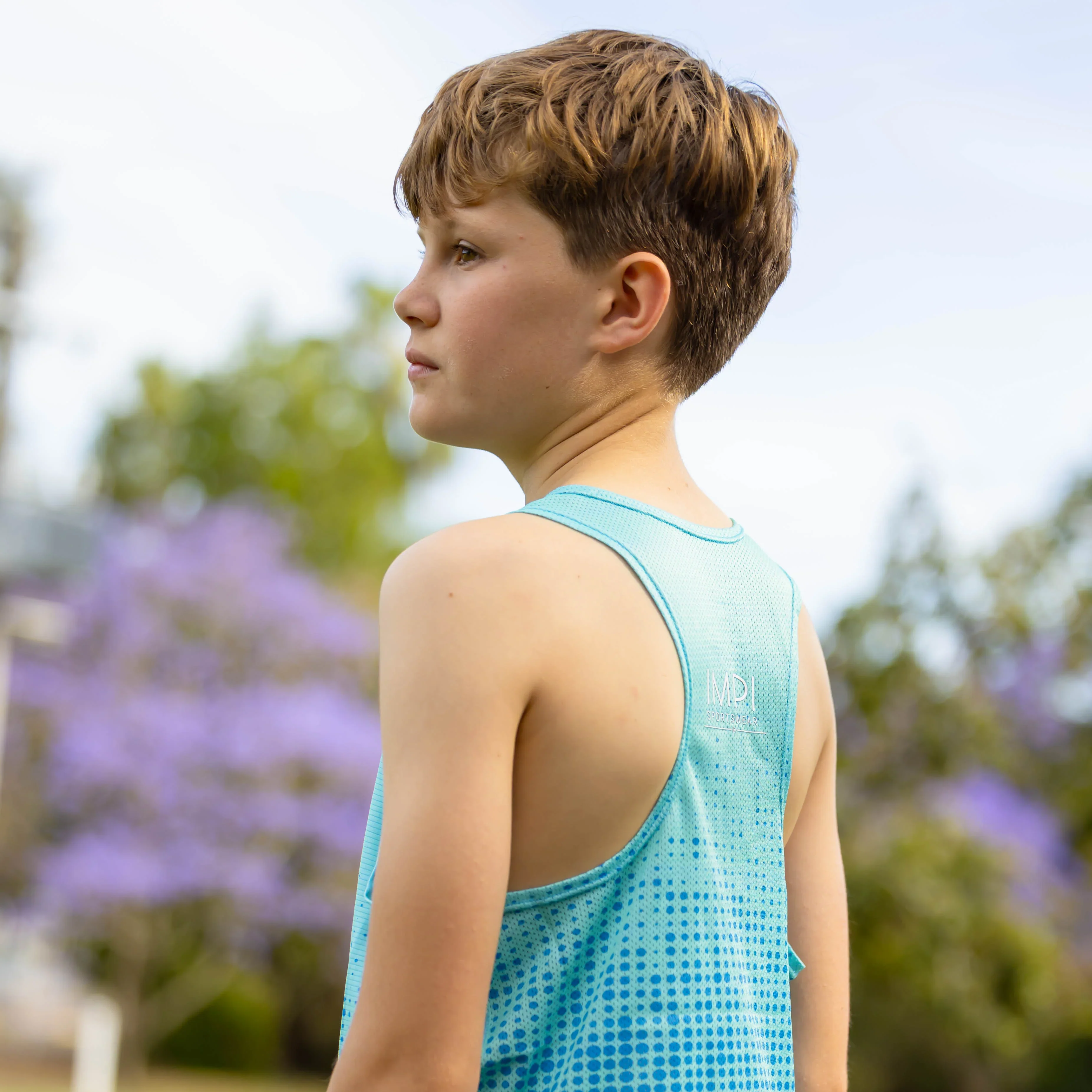IMPI Boys Race Back Singlet - Aqua - Image 4
