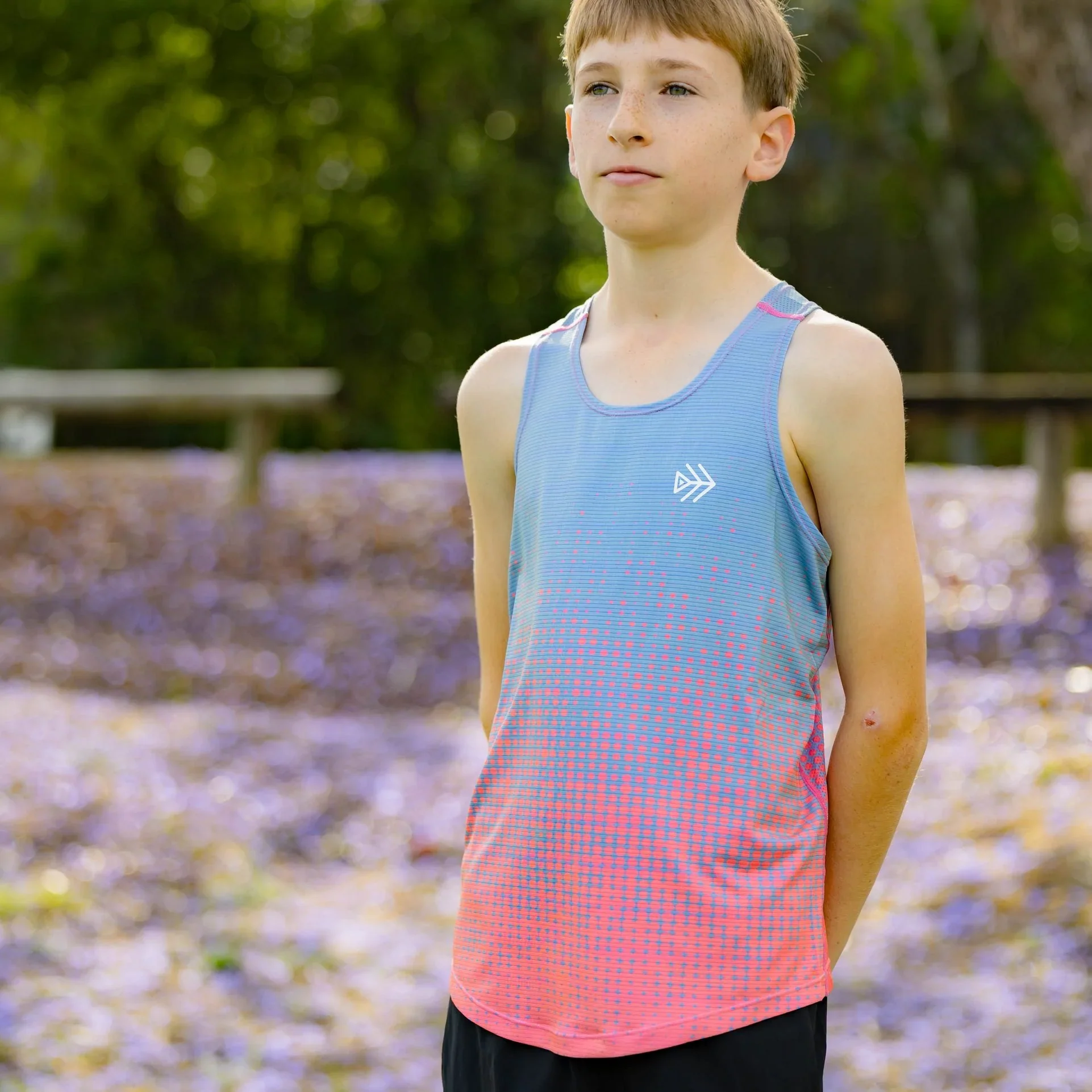 IMPI Boys Race Back Singlet -Grey/Neon Coral - Image 10