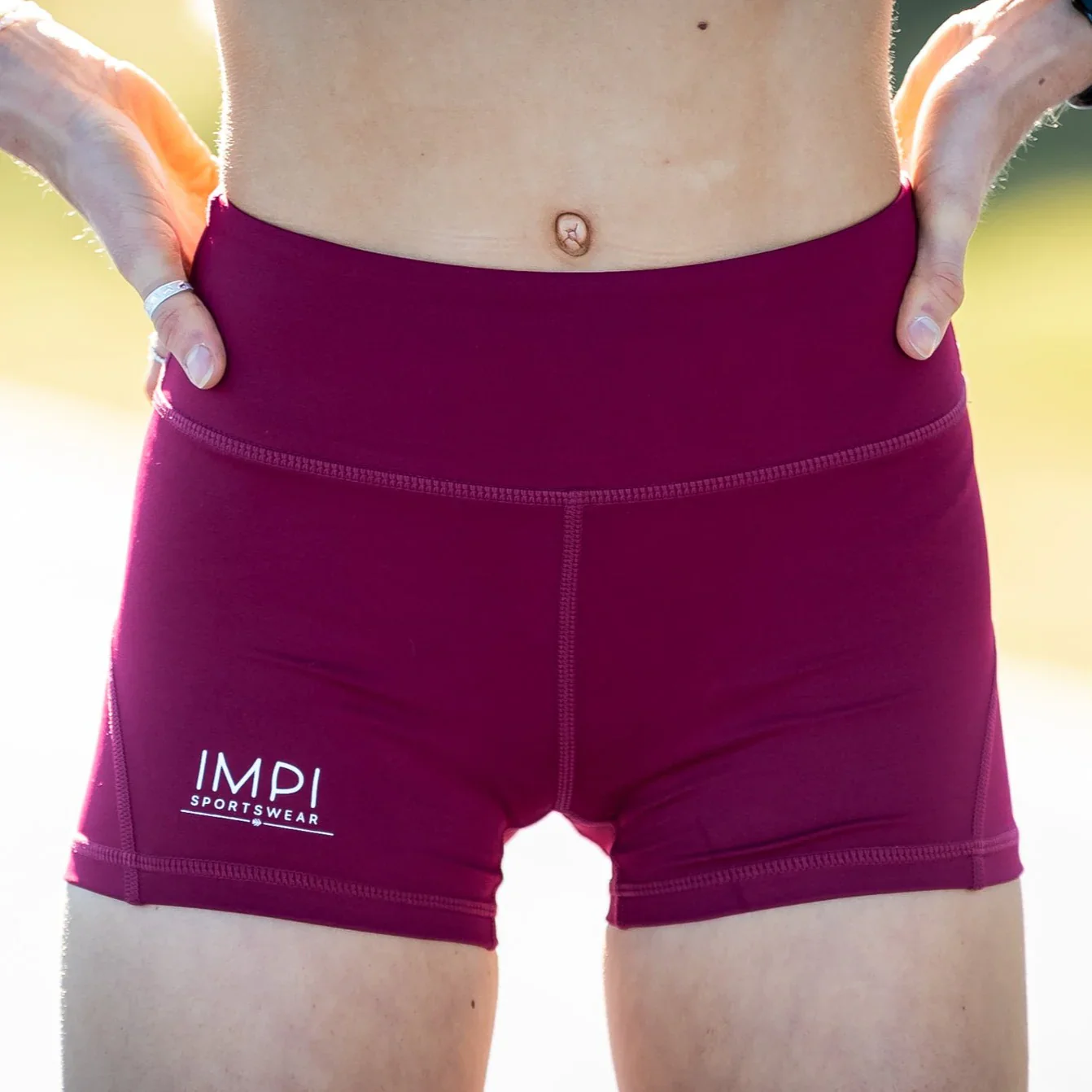 IMPI High Waist Bike Shorts - Maroon - Image 6