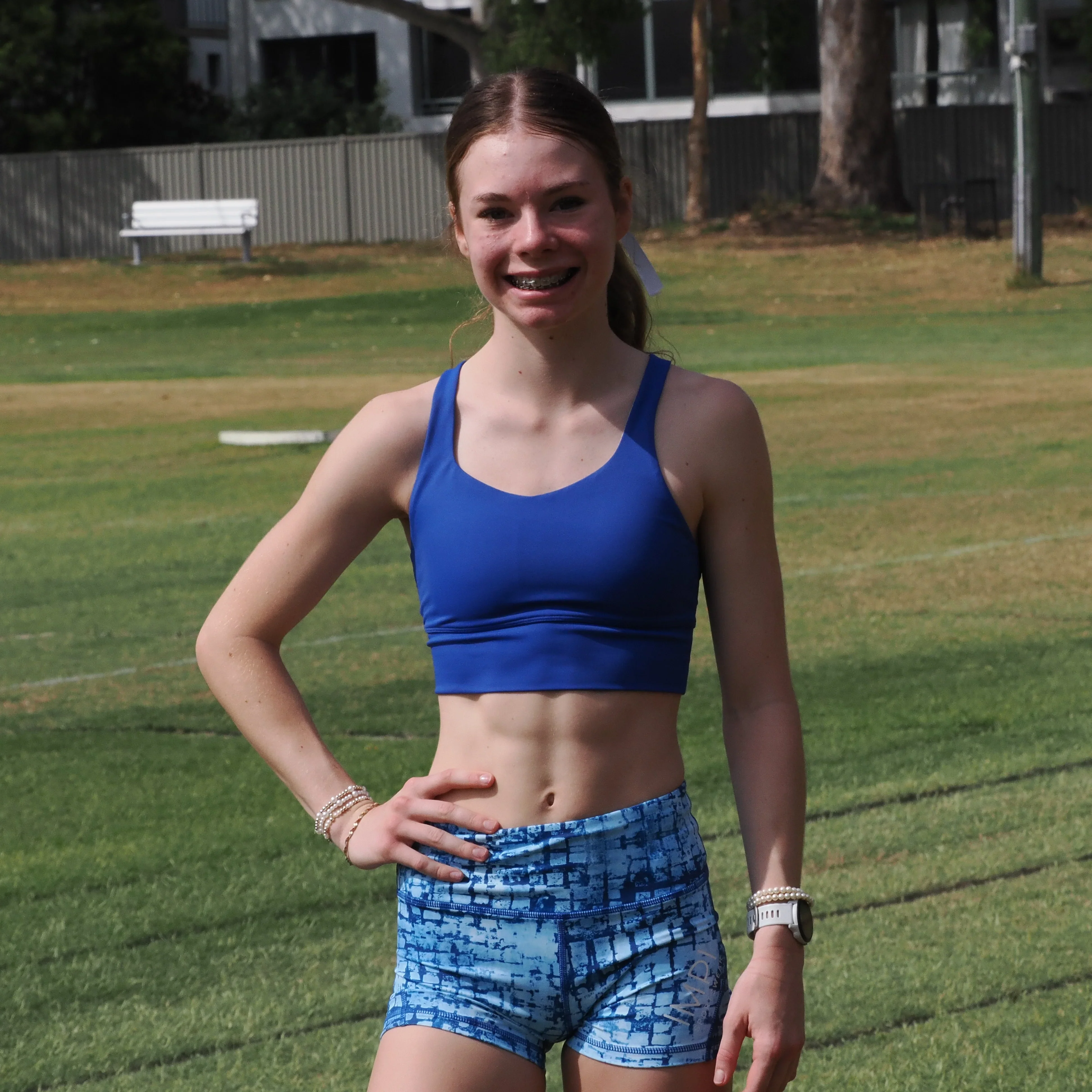 IMPI High Waist Bike Shorts - Blue Squares - Image 6