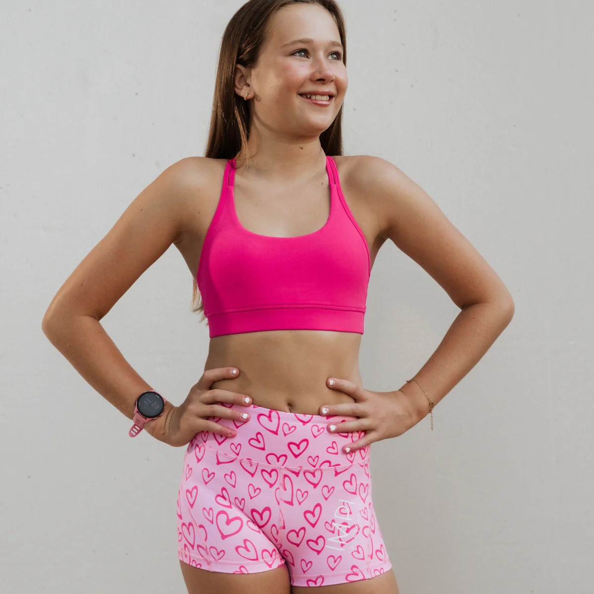 IMPI High Waist Bike Shorts - Pink Hearts - Image 7