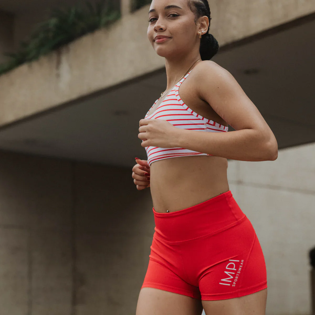 IMPI High Waist Bike Shorts - Red - Image 5