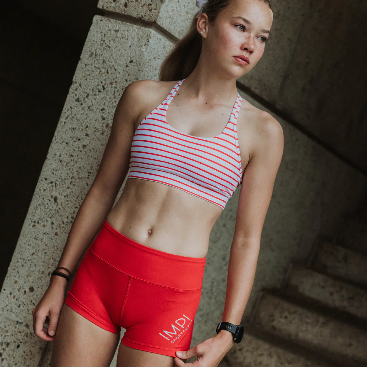 IMPI High Waist Bike Shorts - Red - Image 7