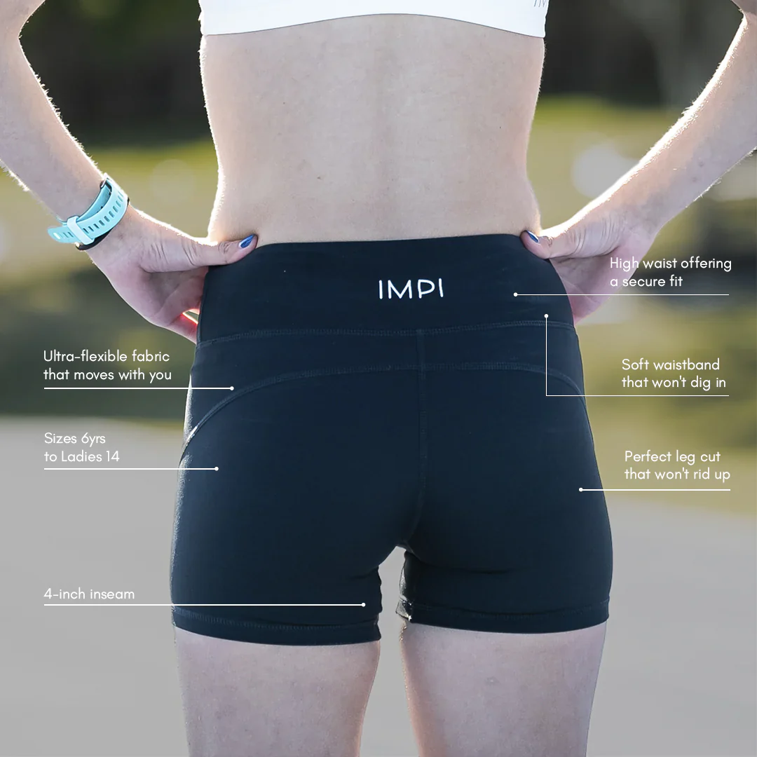 IMPI High Waist Bike Shorts 4" - Black - Image 4
