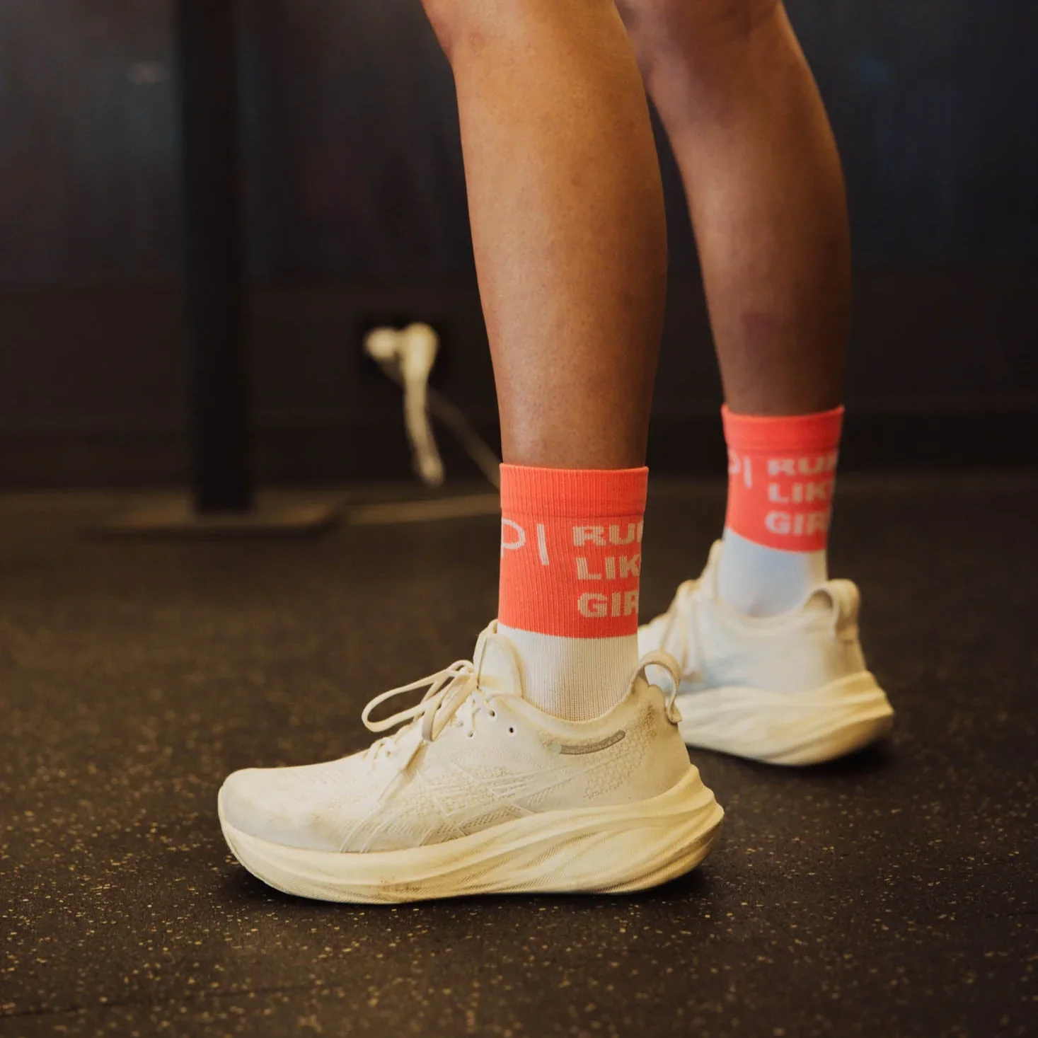 IMPI Longer Socks - Neon Coral Run Like A Girl - Image 12