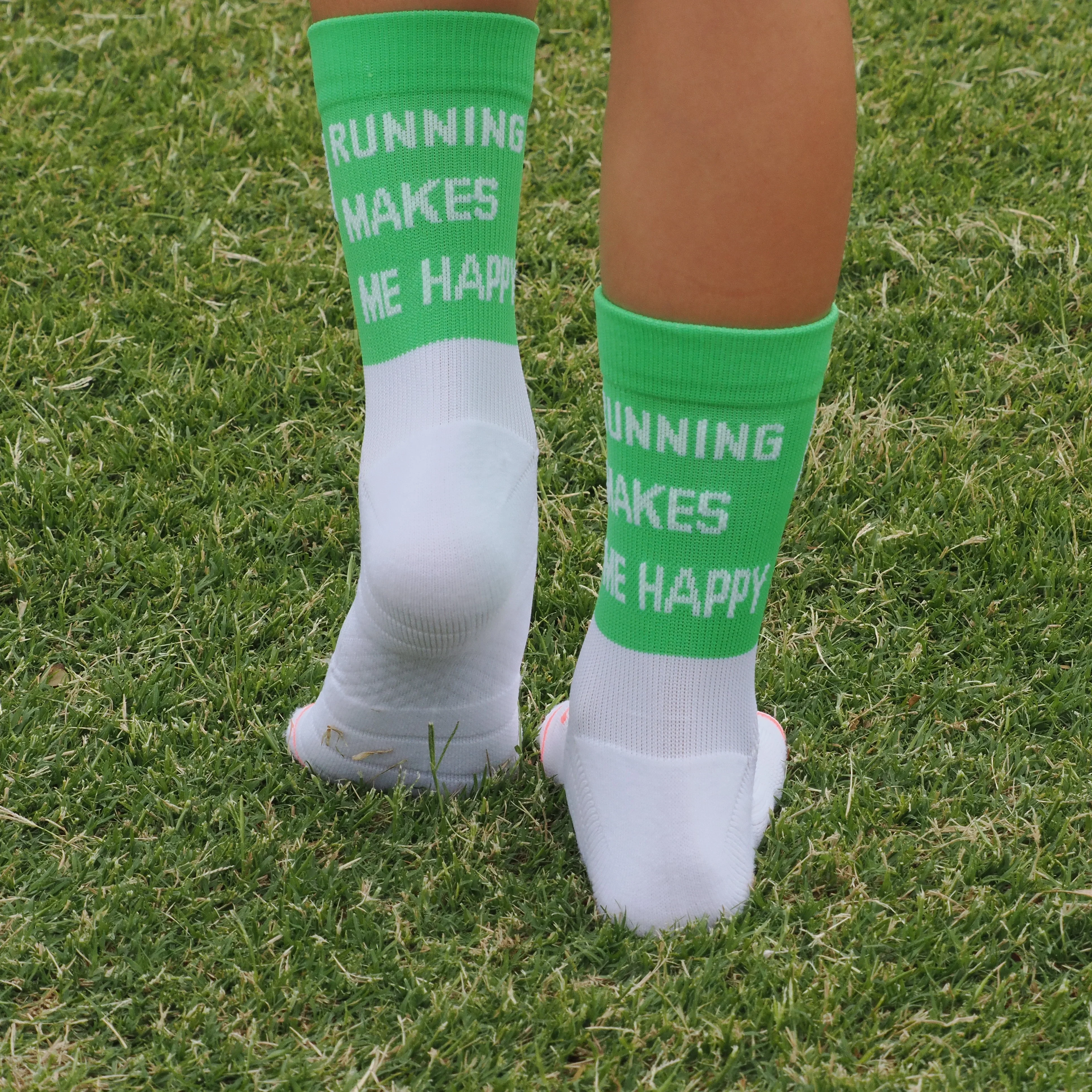 IMPI Longer Socks -Neon Green Running Makes Me Happy - Image 3