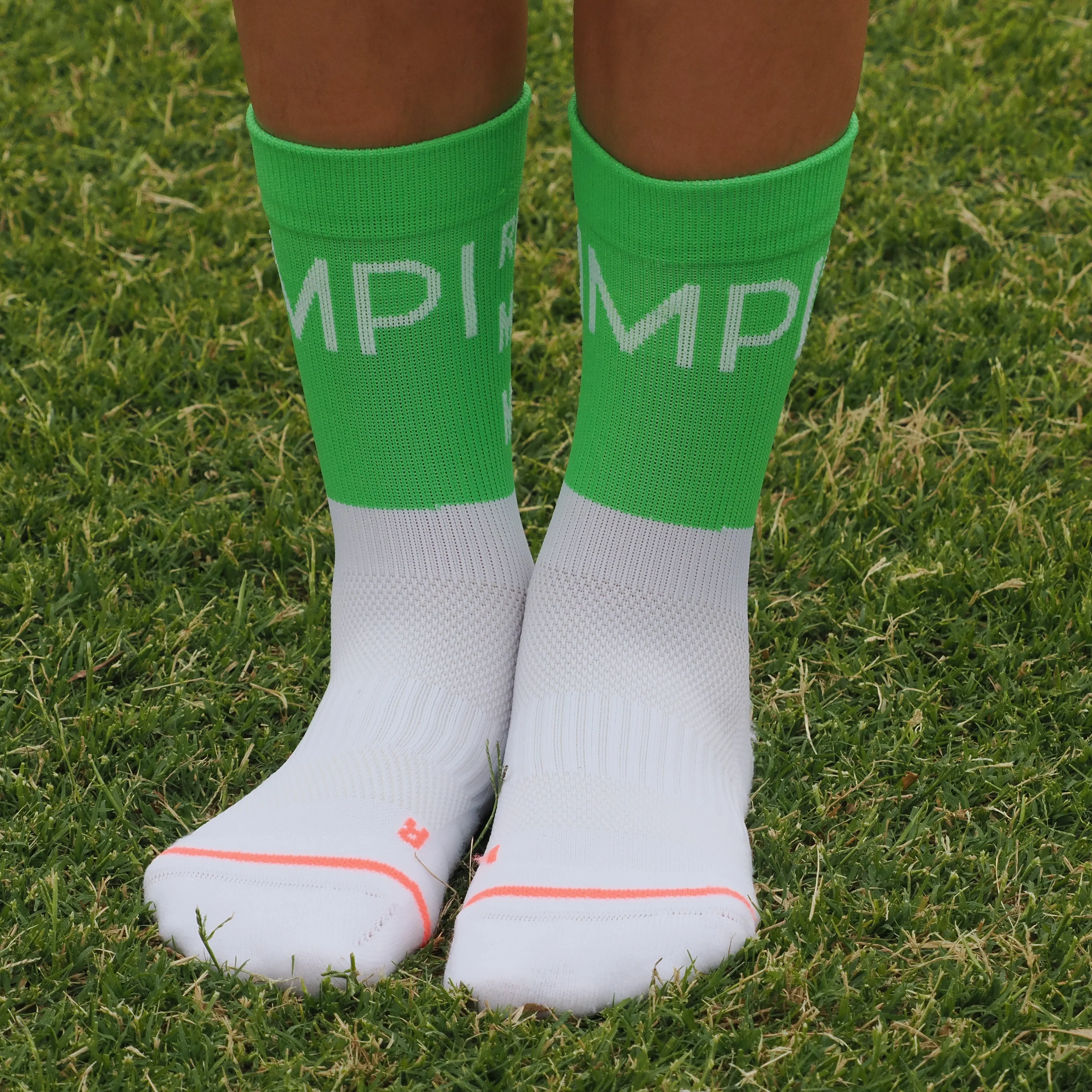 IMPI Longer Socks -Neon Green Running Makes Me Happy - Image 4