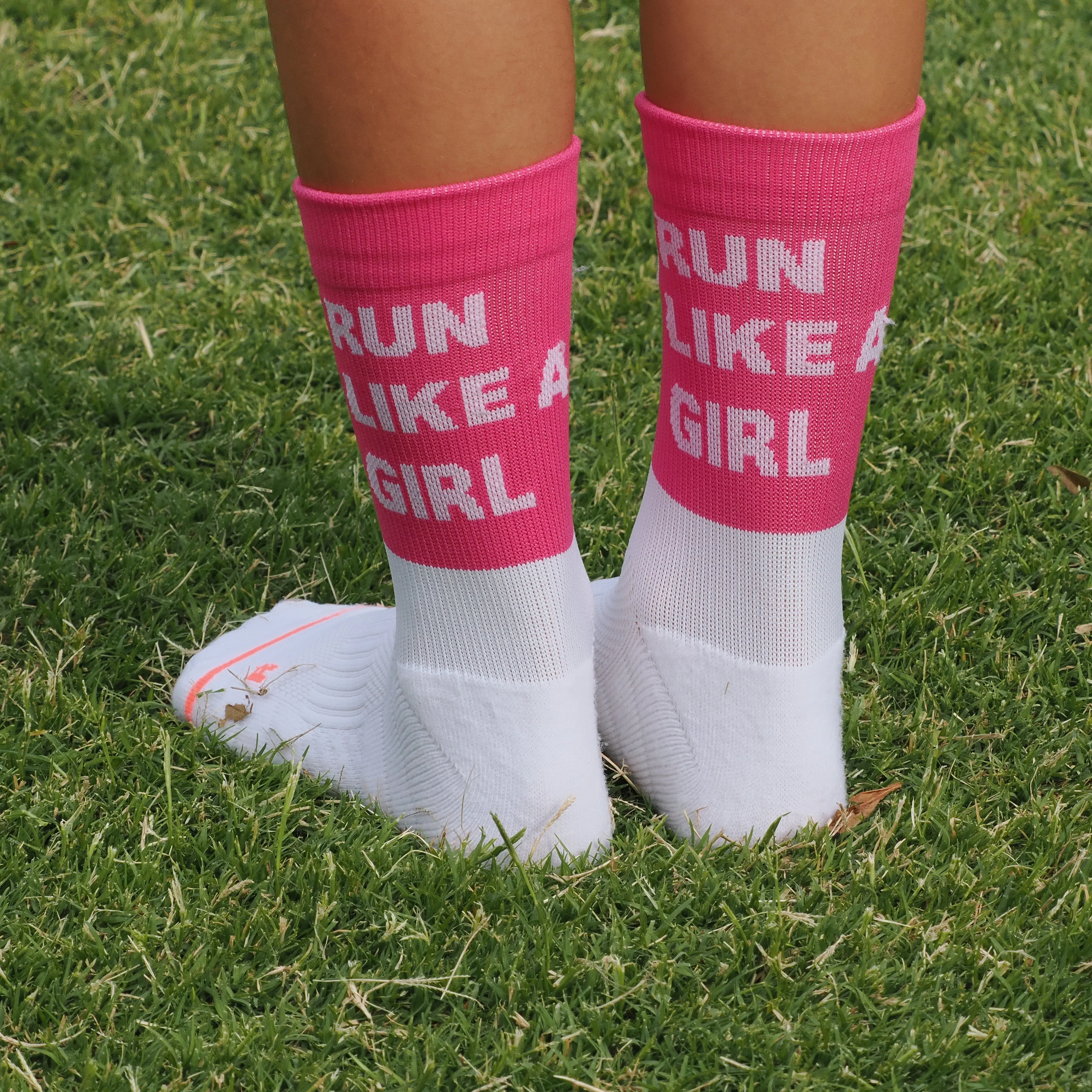 IMPI Longer Socks - Neon Pink Run Like A Girl - Image 3