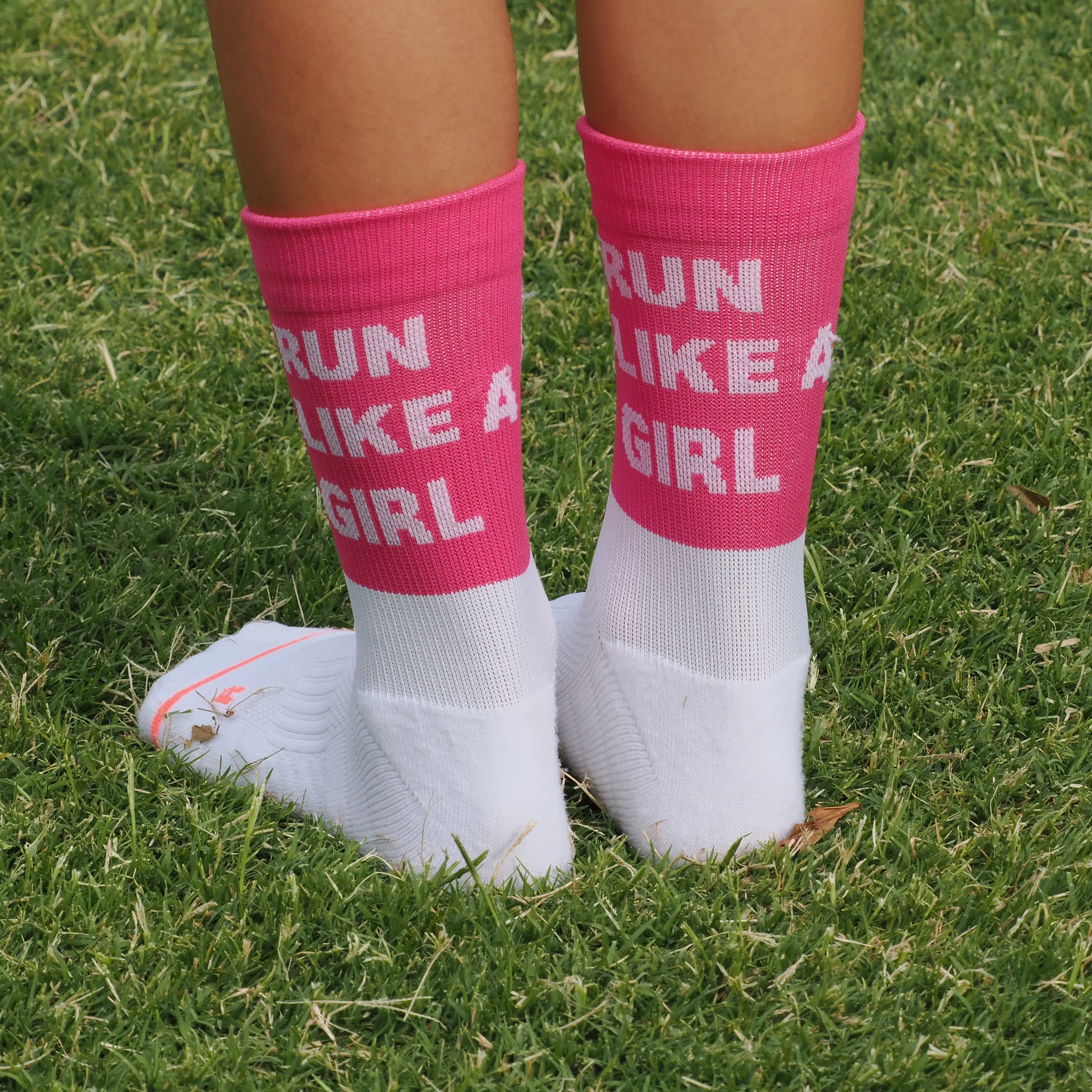 IMPI Longer Socks - Neon Pink Run Like A Girl - Image 8