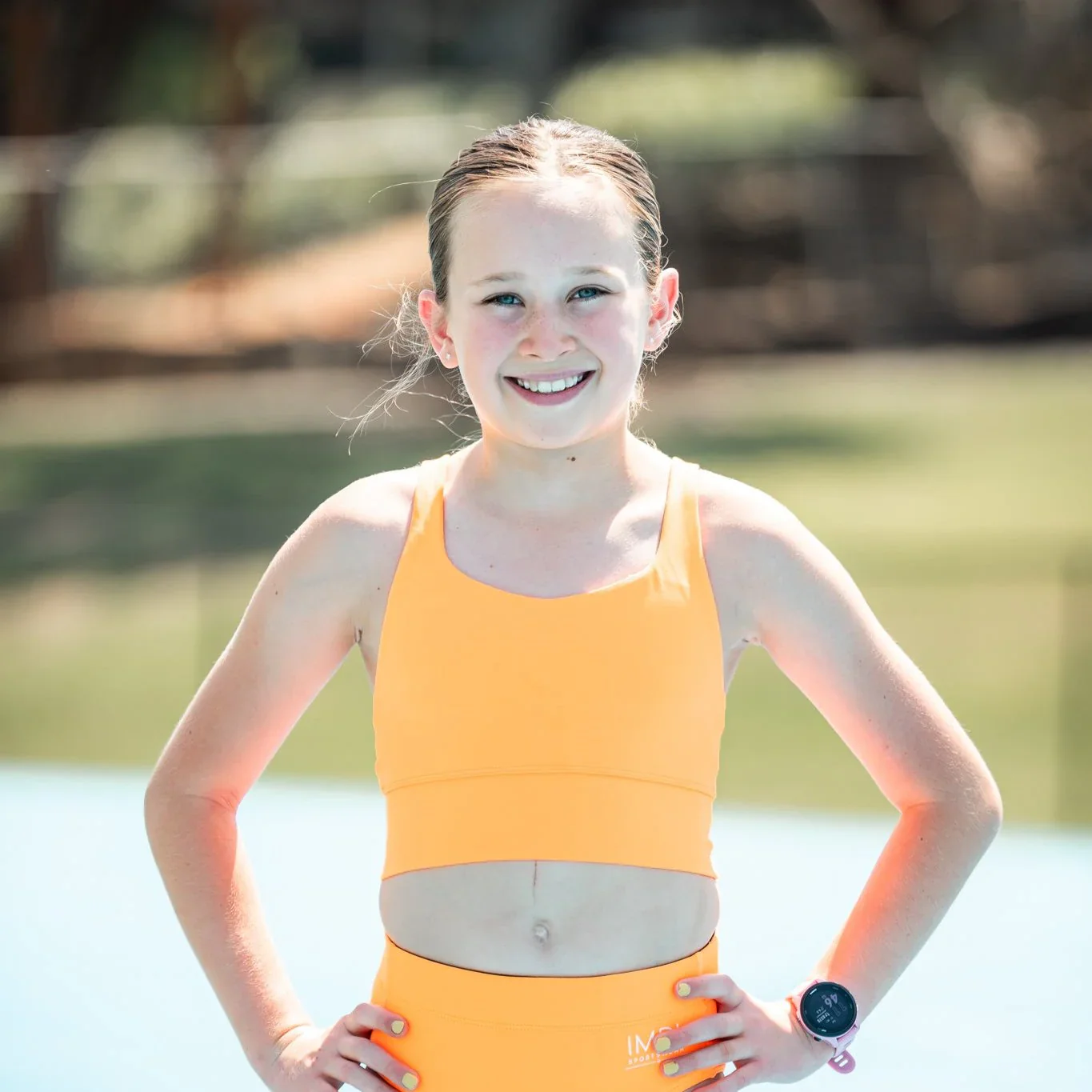 IMPI New Fit Longer Strappy Running Crop - Fluoro Orange - Image 7