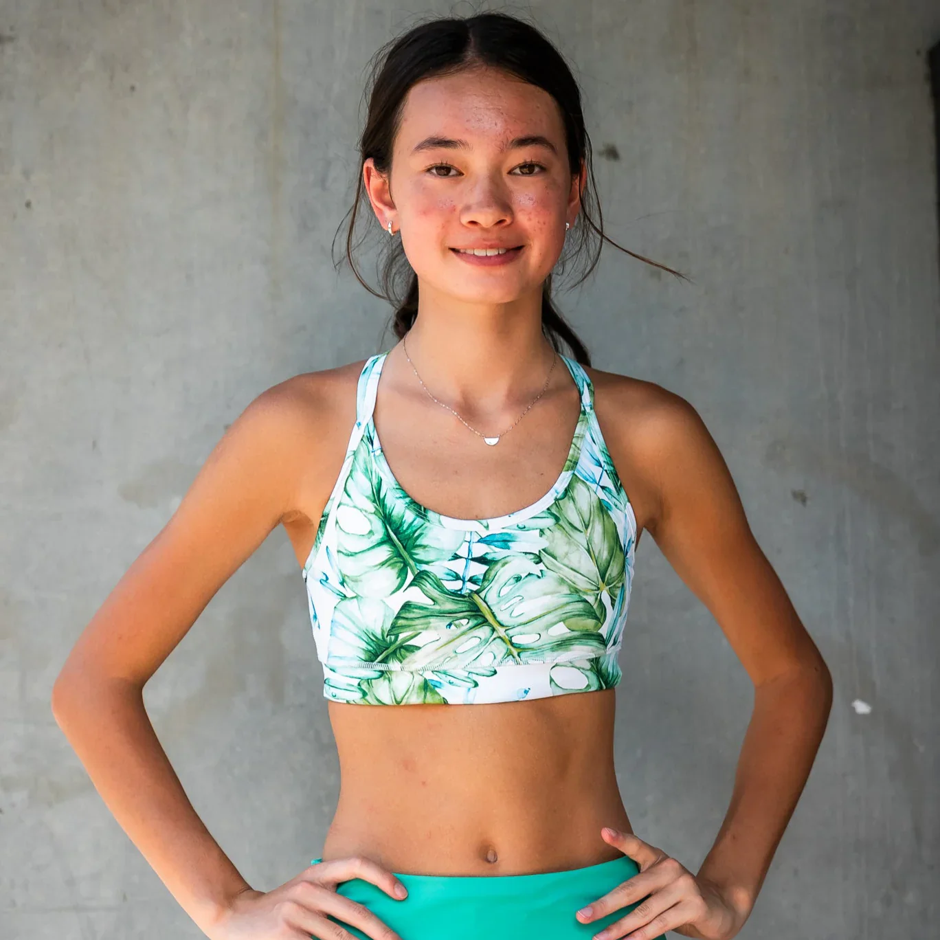 IMPI Strappy Girls Crop Top - Aqua Jungle - Image 5