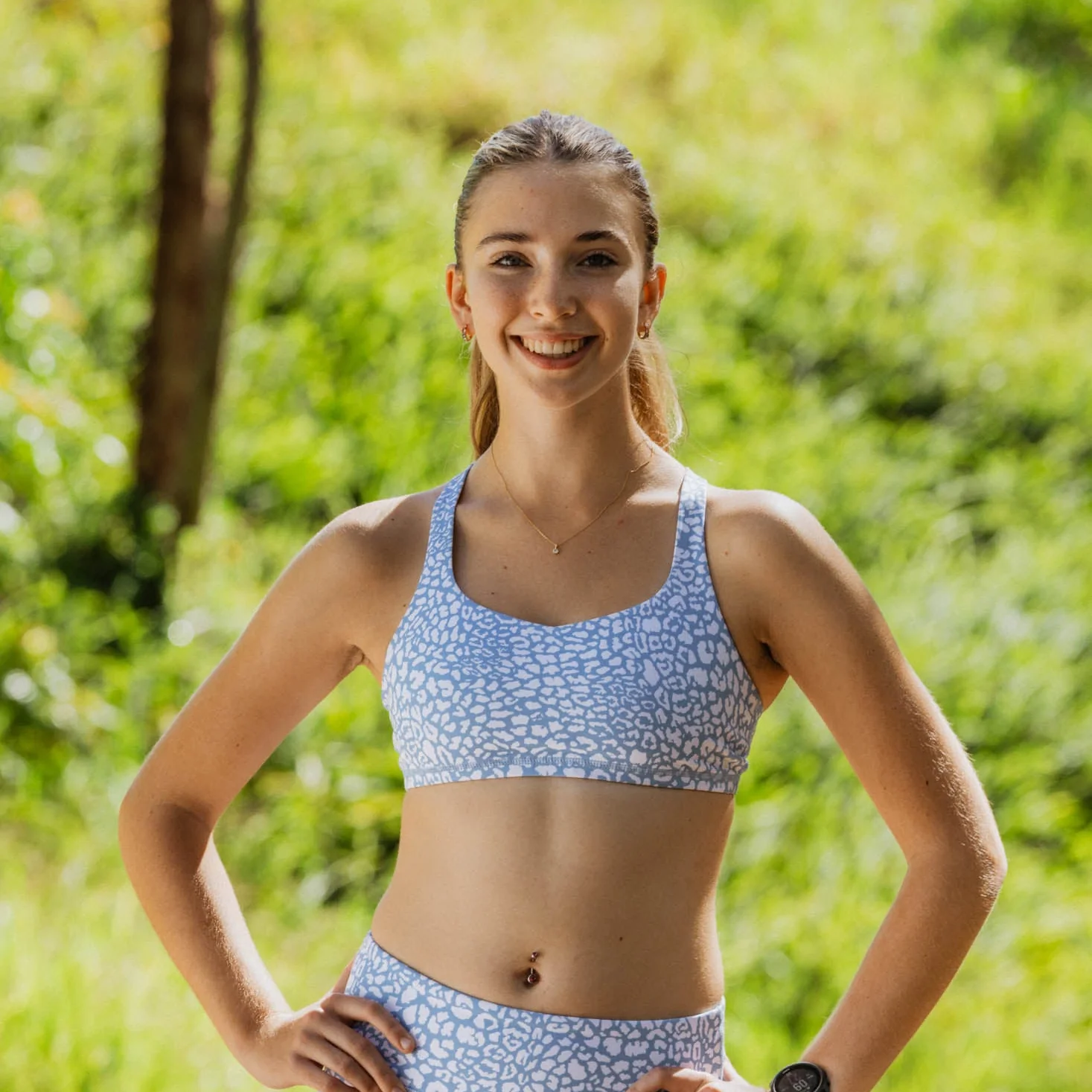 IMPI Strappy Girls Crop Top - Blue Leopard - Image 3