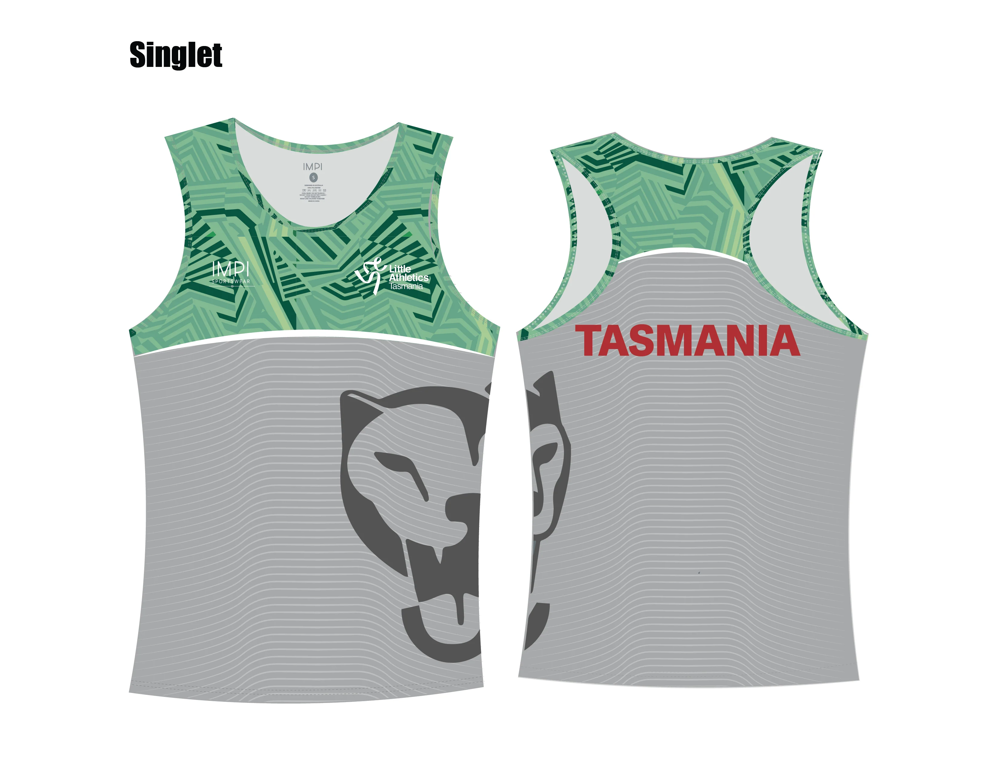 LATAS Girls Grey and Green Singlet